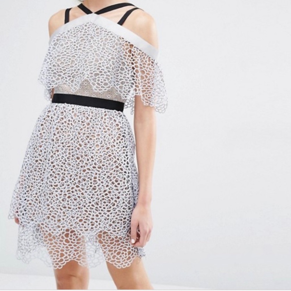 Self Portrait Lace and Ribbon Tiered Dress